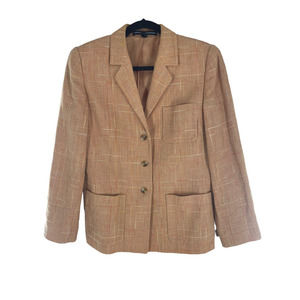 𝅺linda ALLARD ELLEN TRACY COPPER LINEN THREE BUTTON BLAZER